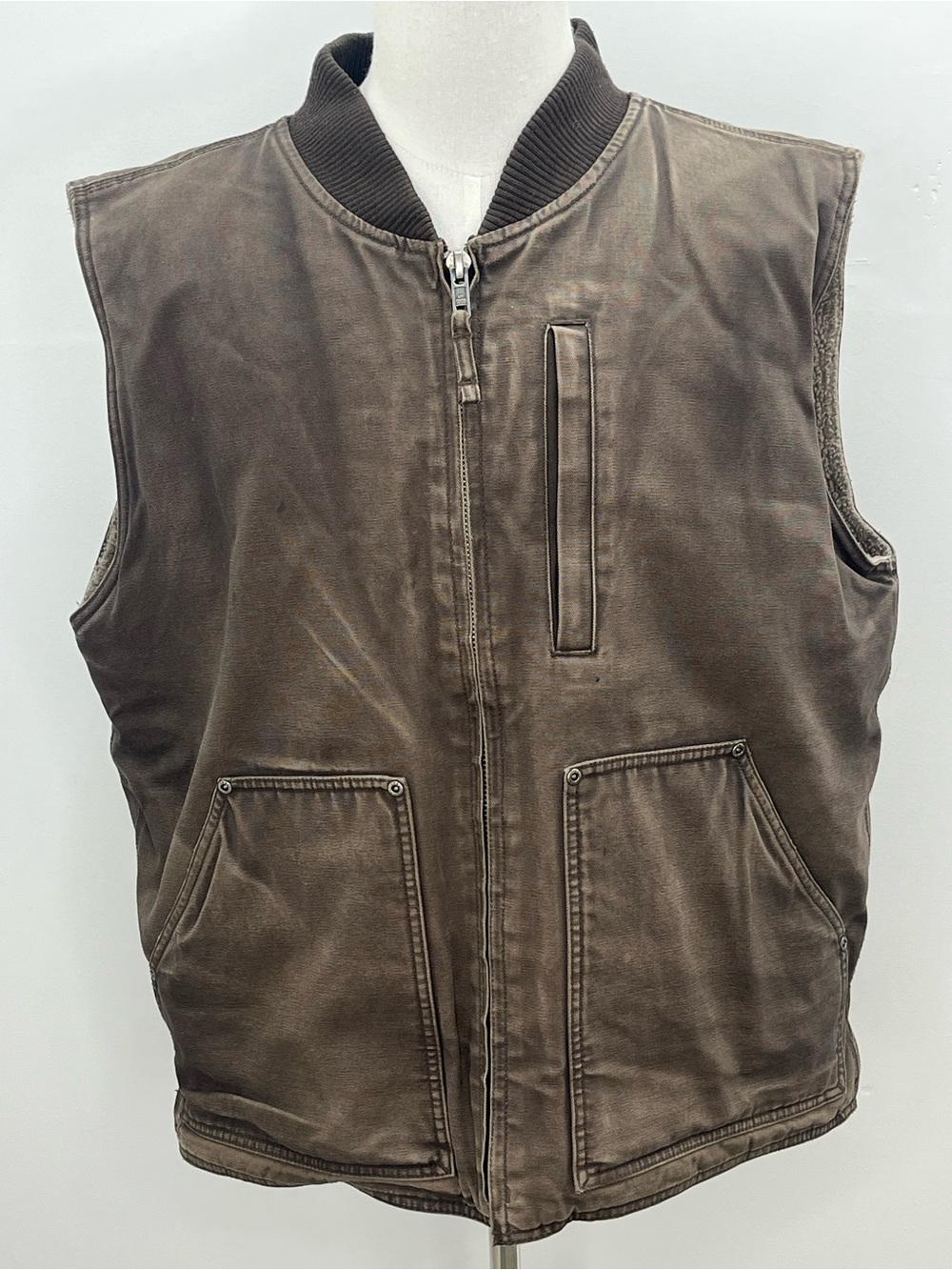 Lakin McKey Trading Co Men's Brown Canvas Sherpa Lined Full Zip Vest Large Tall